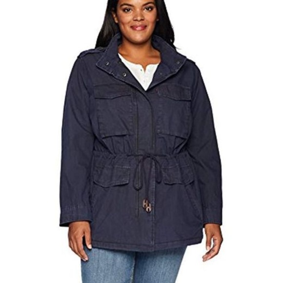 Levi's Jackets & Blazers - Levis Blue Utility Military Drawstring Cotton Coat